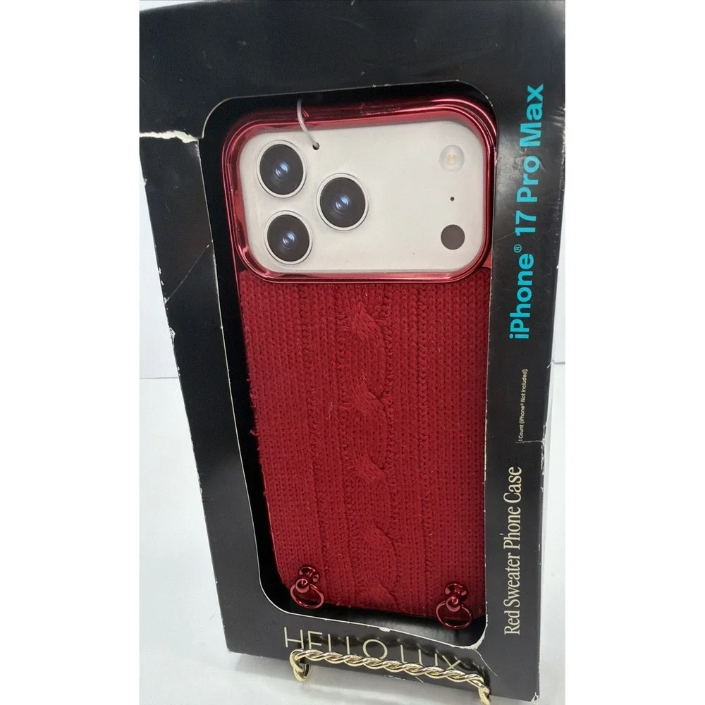 iPhone 17 Pro Max Red Sweater Phone Case Hello Lux NEW
